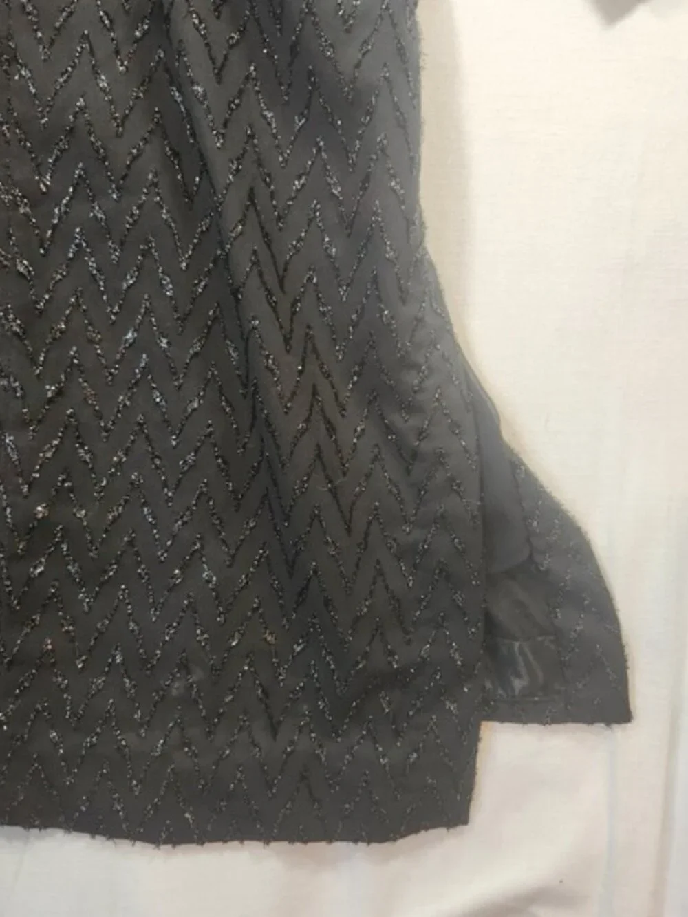 Handmade Black Glitter Chevron  Dress Elbow Sleeve Side Split Eras Tour Concert - Picture 6 of 11